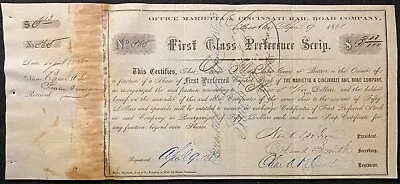 1861 ***civil War Era*** Marietta & Cincinnati Railroad Co.  Stock Scrip Share!  • $19.99