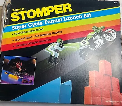 Stomper Super Cycle Funnel Launch Set -Complete- 1984 Vintage Toy Motorcycle • $39.96