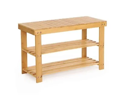 $45 • Buy 3-Tier Bamboo Wood Shoe Rack Bench, Shoe Organizer,Storage Shelf