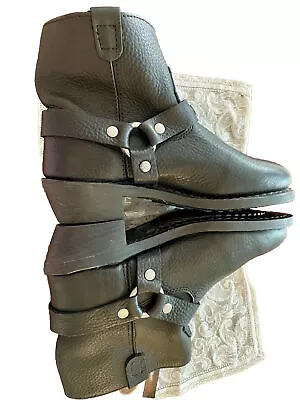 NEW RIVER ROAD RANGER HARNESS BIKER BLACK LEATHER BOOTS WOMENS LoCut Sz 7.5 $179 • $40