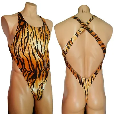 R728 Mens X Crossing Back Bodysuit Thong Leotard OnePiece More Prints • $15.99