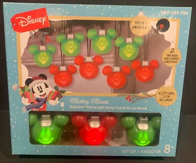 New Christmas Disney Mickey Mouse Projection 8 Musical String Light 8.2 Ft Long • $41.99