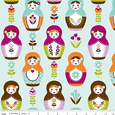 Little Matryoshka Main Aqua By Carly Griffith For Riley Blake 1/2 Yard Fabric • $6.25