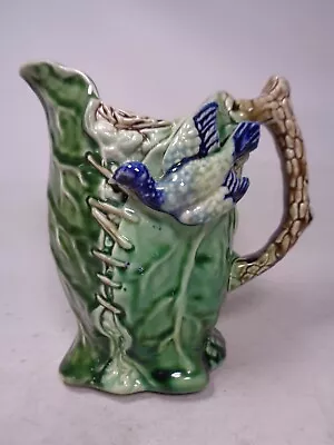 Antique Victorian Majolica Cabbage With Birds  Jug • £54.99