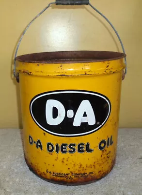 Vintage D-A Diesel Motor Oil 5 Gal Vintage Metal Bucket With Handle Quaker State • $59.99