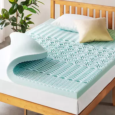 Mellow 4 Inch 5-Zone Memory Foam Mattress Topper Cooling Gel Infusion Queen • $115.99