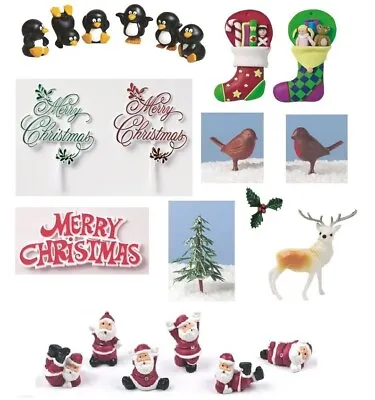 Christmas Cake Decorations  (Picks/Santa Topper/Motto/Xmas/Robin/Tree) • £2.79