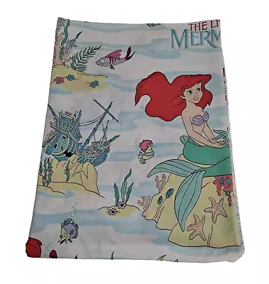 Vintage Disney Little Mermaid Twin Bed Sheet 90s Ariel Childrens Bedding Cutter • $34.99