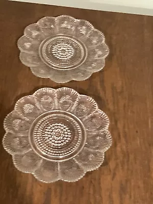 Vintage / Indiana Glass / Thousand Eyes /2 Dessert Plates / Clear / Dainty • $18.49