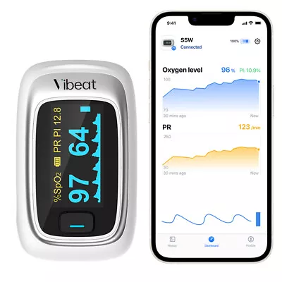 Bluetooth Finger Pulse Oximeter OLED Oxygen Saturation Monitor With Alarm App • $37.99