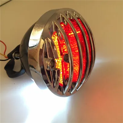 Lid Grille Ribbed Round LED Tail Brake Light Red Lens Integrated License Plate L • $11.87