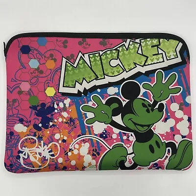 DISNEY Reversible Mickey Mouse Minnie Neon Neoprene 18” Laptop Sleeve Cover • $12.95