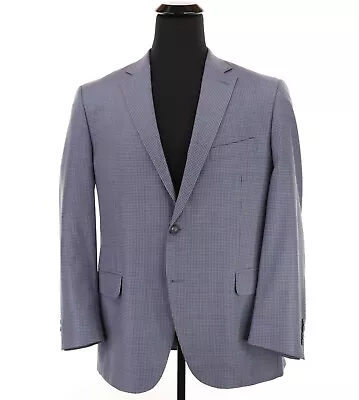 Peter Millar Wool Sport Coat 44R Gray Blue Puppytooth Brown Overchecks • $129.97