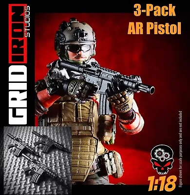 1:18 3-PACK AR Pistols  For G.I. Joe 3.75” Joytoy Arah 25th Weapons Gun Poc G107 • $10.99
