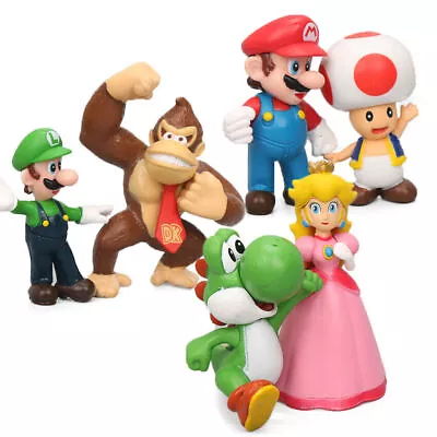 6Pcs/set Super Mario Bros PVC Action Figure Toys Kids Collectible Toy Gifts UK • £7.29