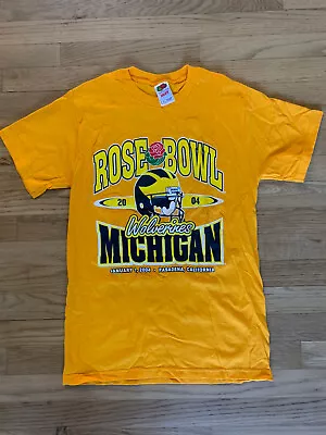 2004 Rose Bowl Big Ten Champions Michigan Wolverines  Mens T Shirt Yellow Small • $15.92