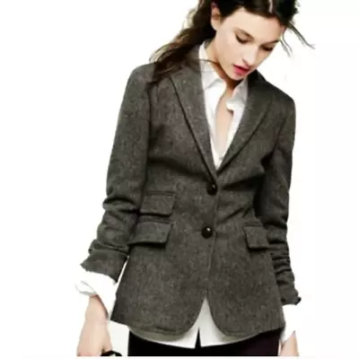 J.Crew Hacking Blazer Jacket 100% Wool Herringbone 2 Style 48263 Preppy Academia • $84.99