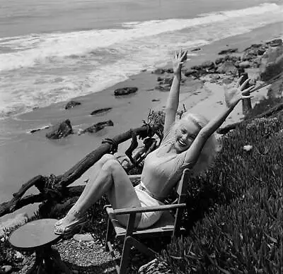 Actress Mamie Van Doren Poses At The Beach In LA 1956 OLD PHOTO 13 • $9