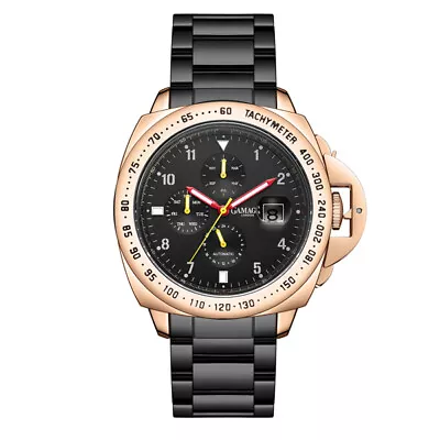 Mens Automatic Watch Rose Black Momentum Tachymeter Stainless Steel GAMAGES • £59.99
