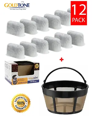 $13.49 • Buy 12 Replacement Charcoal Water Filters & Basket Filter For ALL Cuisinart Coffee