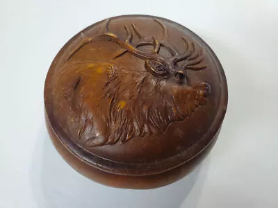 STEAL STREET PWE-139 Elk Cherrywood Round Trinket Jewelry Box Burgundy/Brown • $12