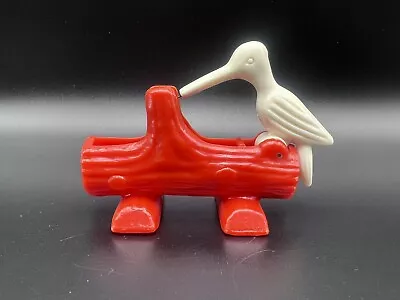 Vintage Woodpecker Bird Toothpick Grabber Holder Celluloid Red White Mechanical • $14.99