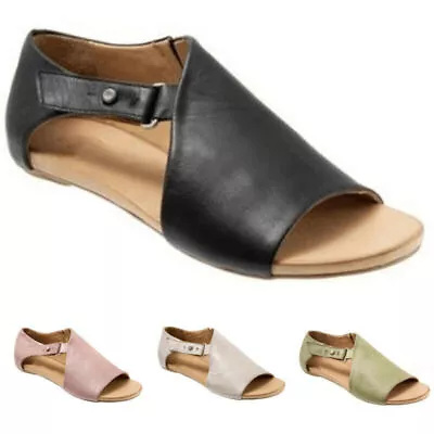 £20.39 • Buy Women's Gladiator Open Toe Sandals Summer Beach Flat Casual Ankle Strap Shoes