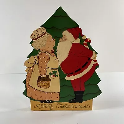 Vintage Santa & Mrs Claus Christmas Tree Hand Painted 8.75”H • $22.27