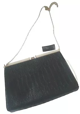 JANE NORMAN Black/Cream Croc Print Evening Clutch Shoulder Bag • £11.99