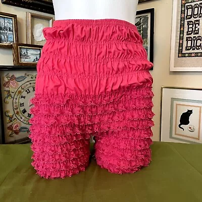 80s Vintage Malco Modes Dark Pink Lacy Ruched Stretchy Elastic Bloomers Size S • $36