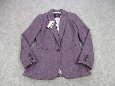 NEW J Crew Blazer Jacket Womens 00 Purple Parke Moon Herringbone Wool Coat NWT • $168.54