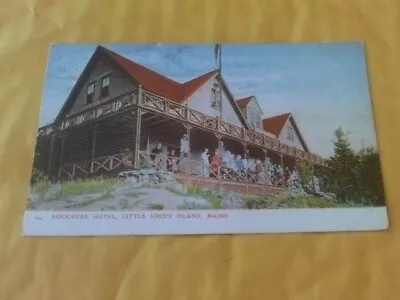 Rare 1900-1909 Postcard Rockmere Hotel Crowded Porch Little John's Island Maine • $19.99