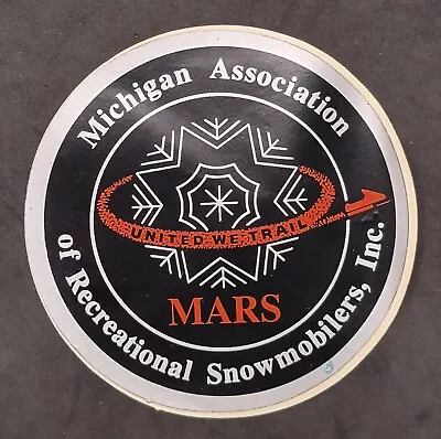 Vtg Snowmobile Michigan Association Of Recreation Snowmobilers Mars Decal Stickr • $19.99