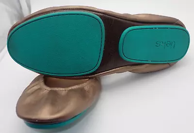 Tieks By Gavrieli Size 10 Metallic Copper Leather Teal Sole Ballet Shoes Worn 1X • $129.97