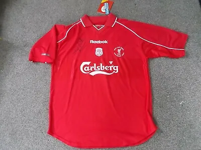 £140 • Buy Rare Liverpool Fc Shirt - Reebok, 2001 Uefa Cup Final, Large, Bnwt, Signed