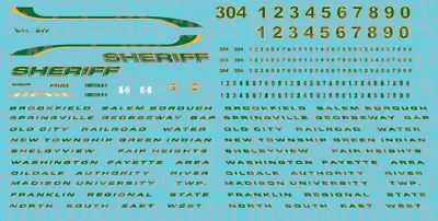 N Scale - Generic Sheriff Vehicle Decals Green • $4