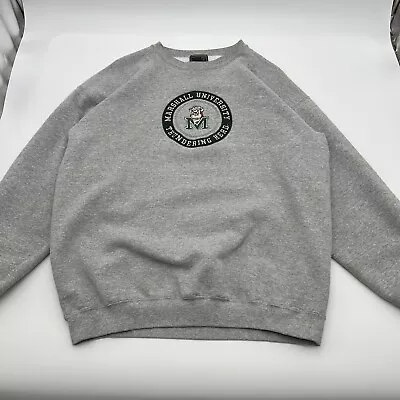 VTG 90s Men's Jones & Mitchell Marshall Thundering Herd Gray Sweatshirt XL USA • $29.99