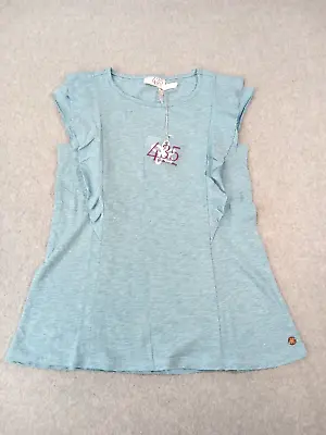 Matilda Jane 435 Teal Short Cap Sleeve Ruffle Girls Size 10 Shirt NWT • $13.84