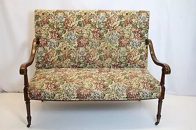 Outstanding French Louis XV Inlaid Loveseat Sofa W/High Back On Wheels 19th • $1600
