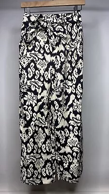 MNG Mango Women's XS Wide Leg Pants Black White Floral Classic Belted NEW NWT • $24.99