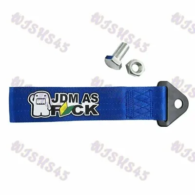 Car Tow Strap Cool For JDM AS FCK Racing Drift Rally Towing Belt Hook - Blue 2 • $27.90