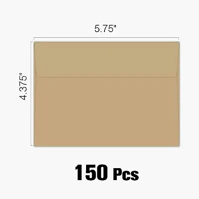 150 Brown Kraft Envelopes Self Seal 4 3/8 X 5 3/4 Invitation Cards Printable A2 • $18.99