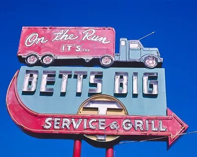 8x10 Vintage Color Photo Of Betts Truckstop Sign Route 19 Chiefland Florida. • $6.99