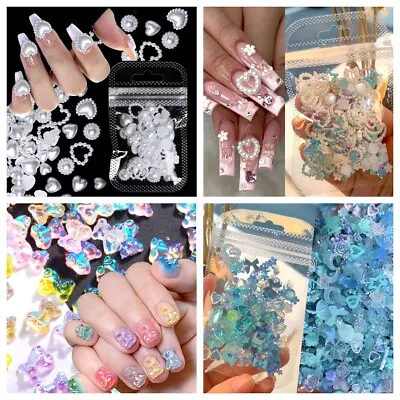 50/100Pcs Mixed 3D Bowknot Heart Pearls Nail Art Charm Nail Decoration Manicure • $1.59