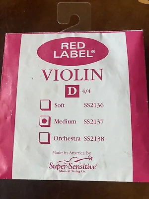 Super Sensitive Red Label Series Violin D String 4/4 Size Medium • $4.79