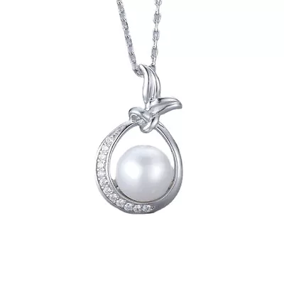 Sterling Silver Pendant Pearl Mount Holder CZ Jewelry Diy Setting For 5-8mm Bead • $15.51