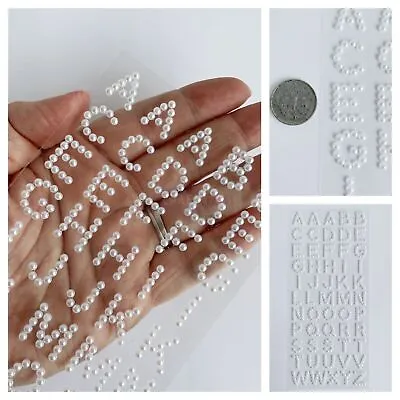 White Pearl Alphabet Letters / Number Sticker Sheet For Card Making Craft • £2.49