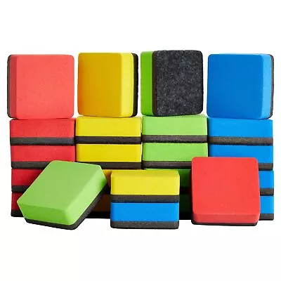 24 Pack Magnetic Mini Dry Erase Erasers For Classroom 4 Colors 1.96 X .74 In • $11.49