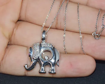 Certified Natural Floating Diamond Ruby 950 Platinum 18K Gold Elephant Necklace • $2499.99