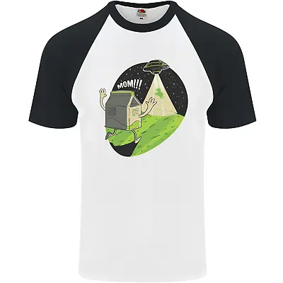 Cow Abduction Funny Alien UFO Food Mens S/S Baseball T-Shirt • £8.99